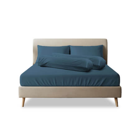 ชุดผ้าปูที่นอน 6 ฟุต 5 ชิ้น SLEEPHAPPY รุ่น Cloud soft bed sheet Set B สีน้ำเงิน_0