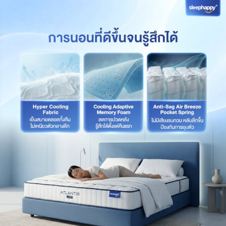 ที่นอนพ็อกเก็ตสปริง 6 ฟุต SLEEPHAPPY ATLANTIS LITE หนา 8 นิ้ว_3
