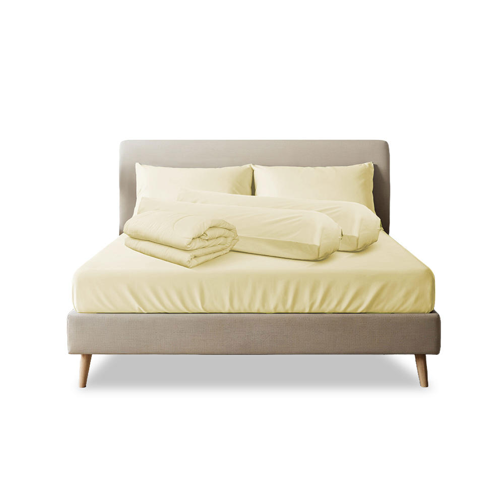 ชุดผ้าปูที่นอน 6 ฟุต 6 ชิ้น SLEEPHAPPY รุ่น CLOUD SOFT BED SHEET SET C (รวมผ้านวม) สีเหลืองอ่อน_0