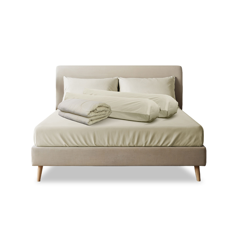ชุดผ้าปูที่นอน 6 ฟุต 6 ชิ้น SLEEPHAPPY รุ่น CLOUD SOFT BED SHEET SET C (รวมผ้านวม) สีเบจ_0