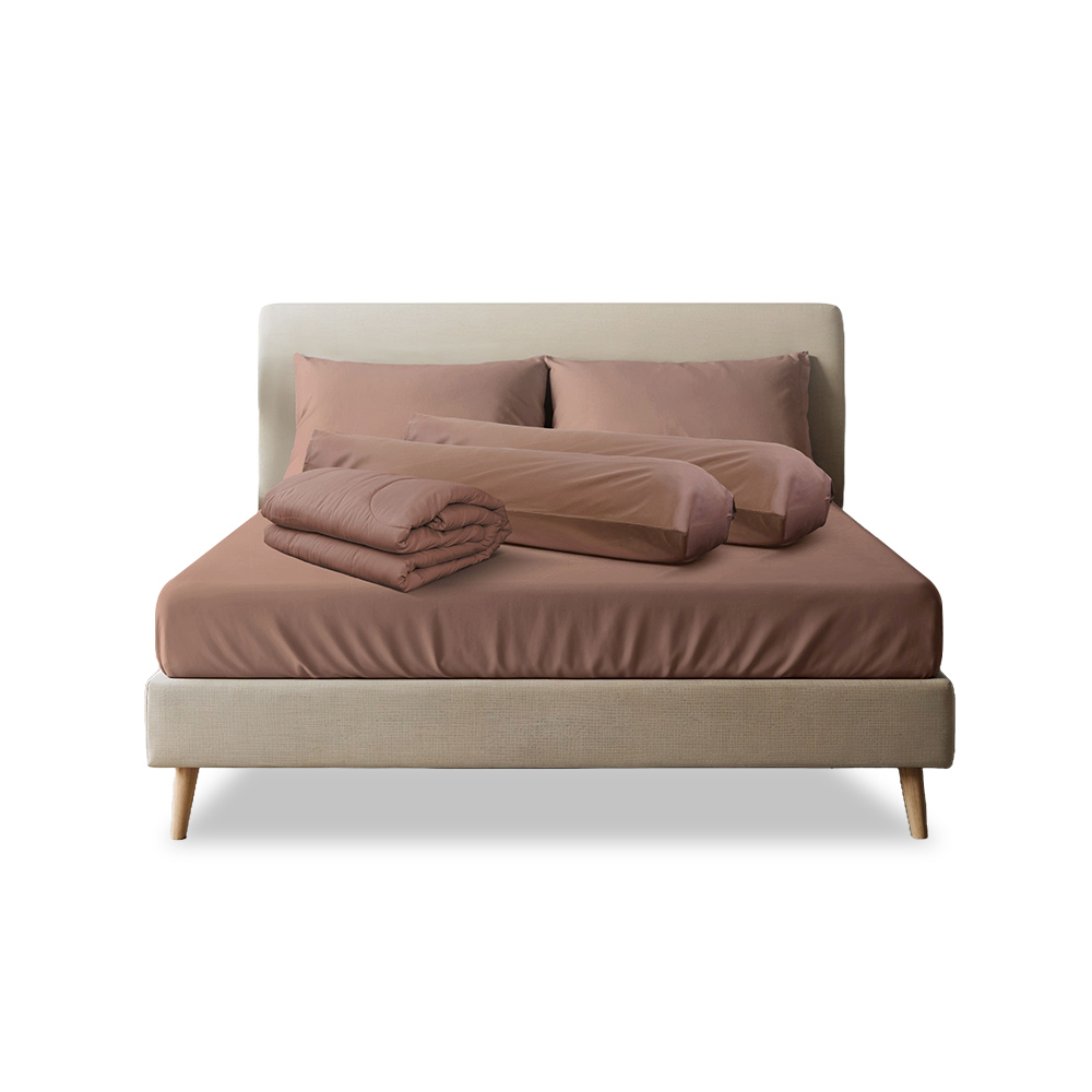 ชุดผ้าปูที่นอน 6 ฟุต 6 ชิ้น SLEEPHAPPY รุ่น CLOUD SOFT BED SHEET SET C (รวมผ้านวม) สีน้ำตาล_0