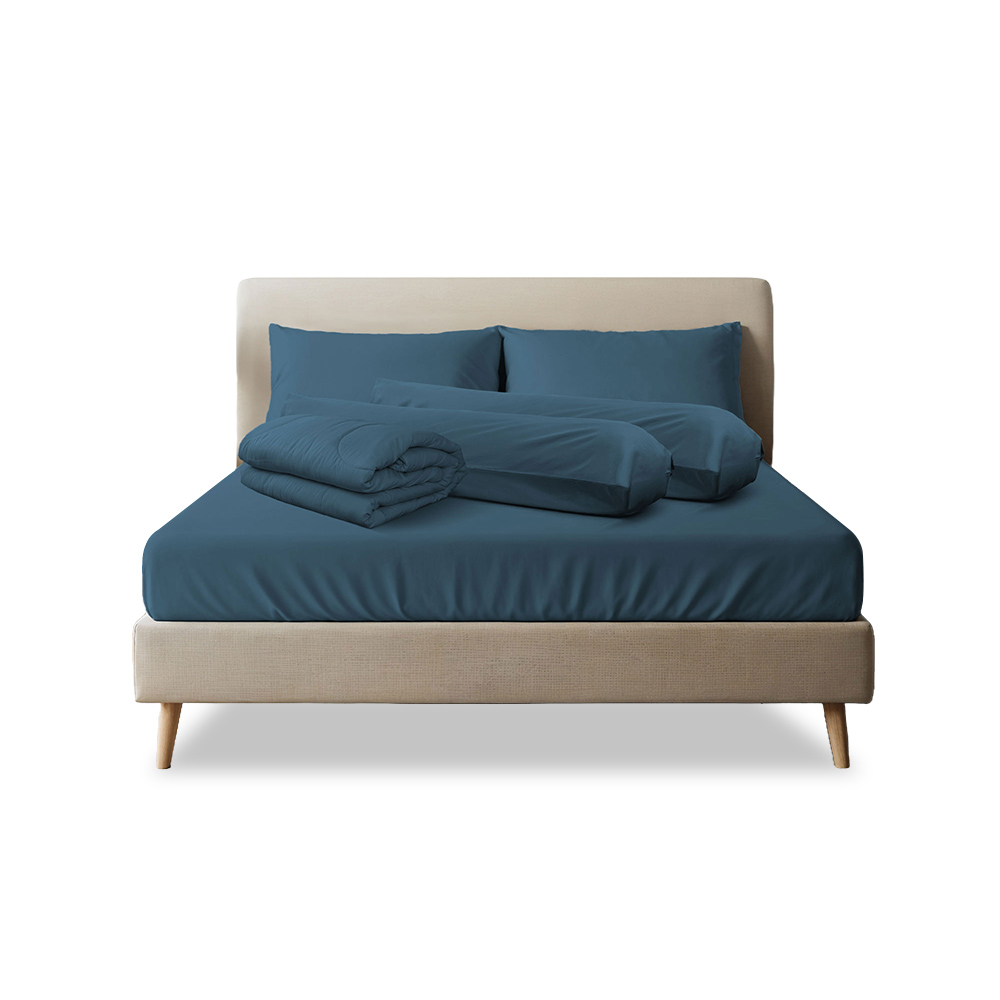 ชุดผ้าปูที่นอน 3.5 ฟุต 4 ชิ้น SLEEPHAPPY รุ่น CLOUD SOFT BED SHEET SET C (รวมผ้านวม) สีน้ำเงิน_0