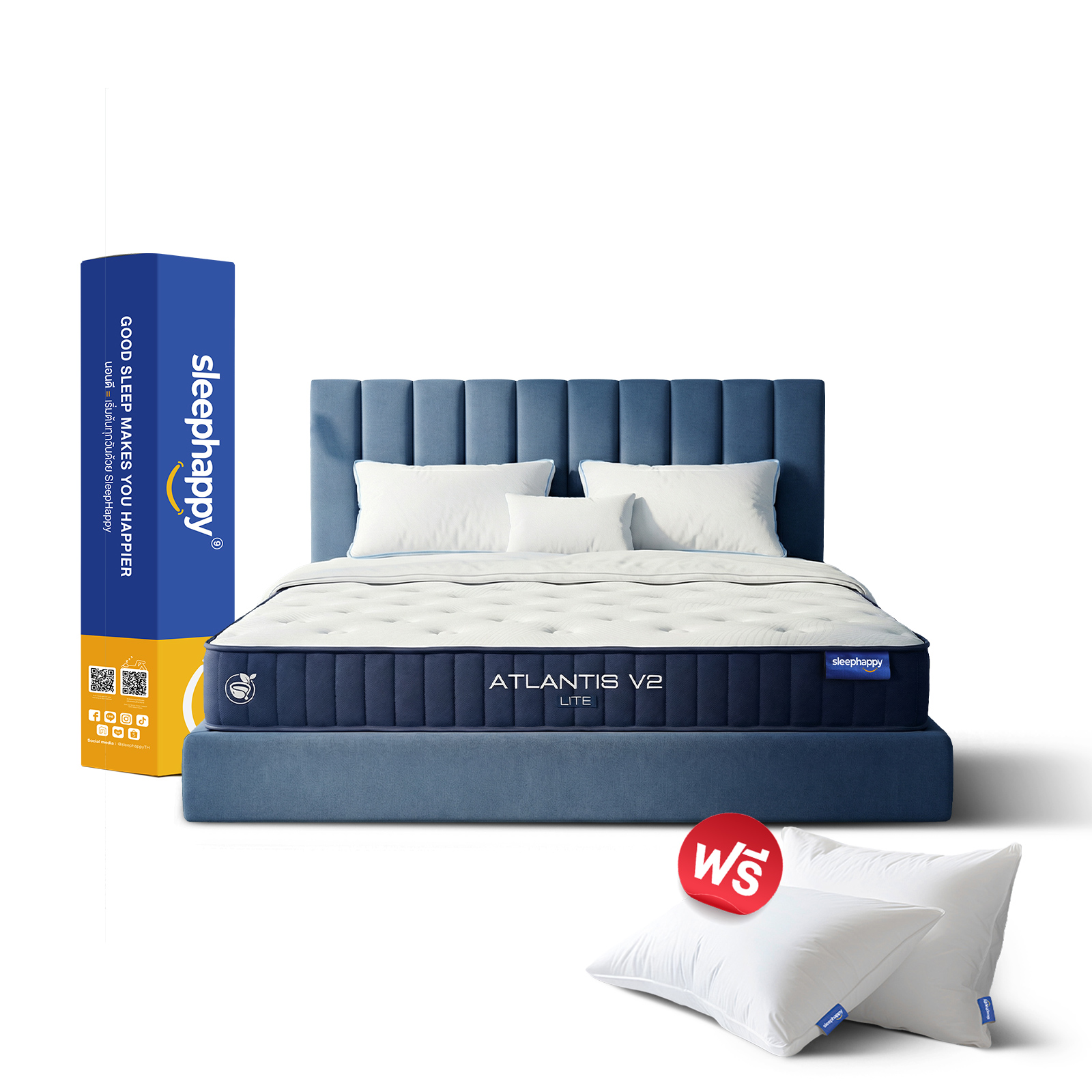 ที่นอนพ็อกเก็ตสปริง 6 ฟุต SLEEPHAPPY ATLANTIS V2 LITE หนา 8 นิ้ว_0