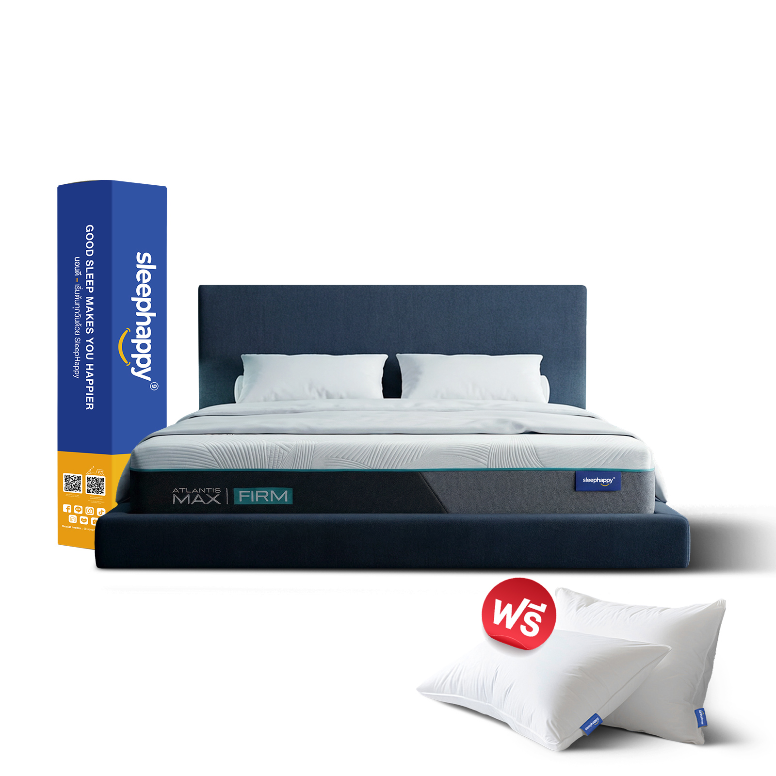 ที่นอนยางพาราธรรมชาติและเมมโมรี่โฟม 3.5 ฟุต SLEEPHAPPY รุ่น ATLANTIS MAX FIRM หนา 12 นิ้ว_0