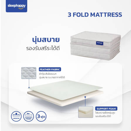 แผ่นรองนอน 3 ฟุต SLEEPHAPPY 3 FOLD TOPPER_4