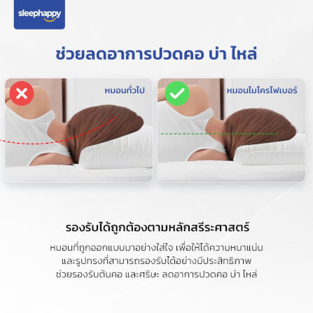 หมอนหนุน SLEEPHAPPY MICROFIBER PILLOW 1200 กรัม_9
