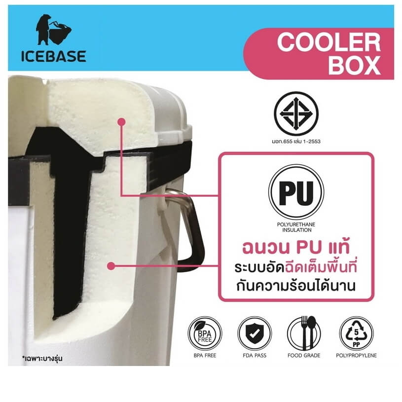 กระติกน้ำแข็งเก็บความเย็น ICEBASE (PU FOAM INJECTION) รุ่น CLP-311BK (HERCULES) ขนาด 26 ลิตร สีดำ