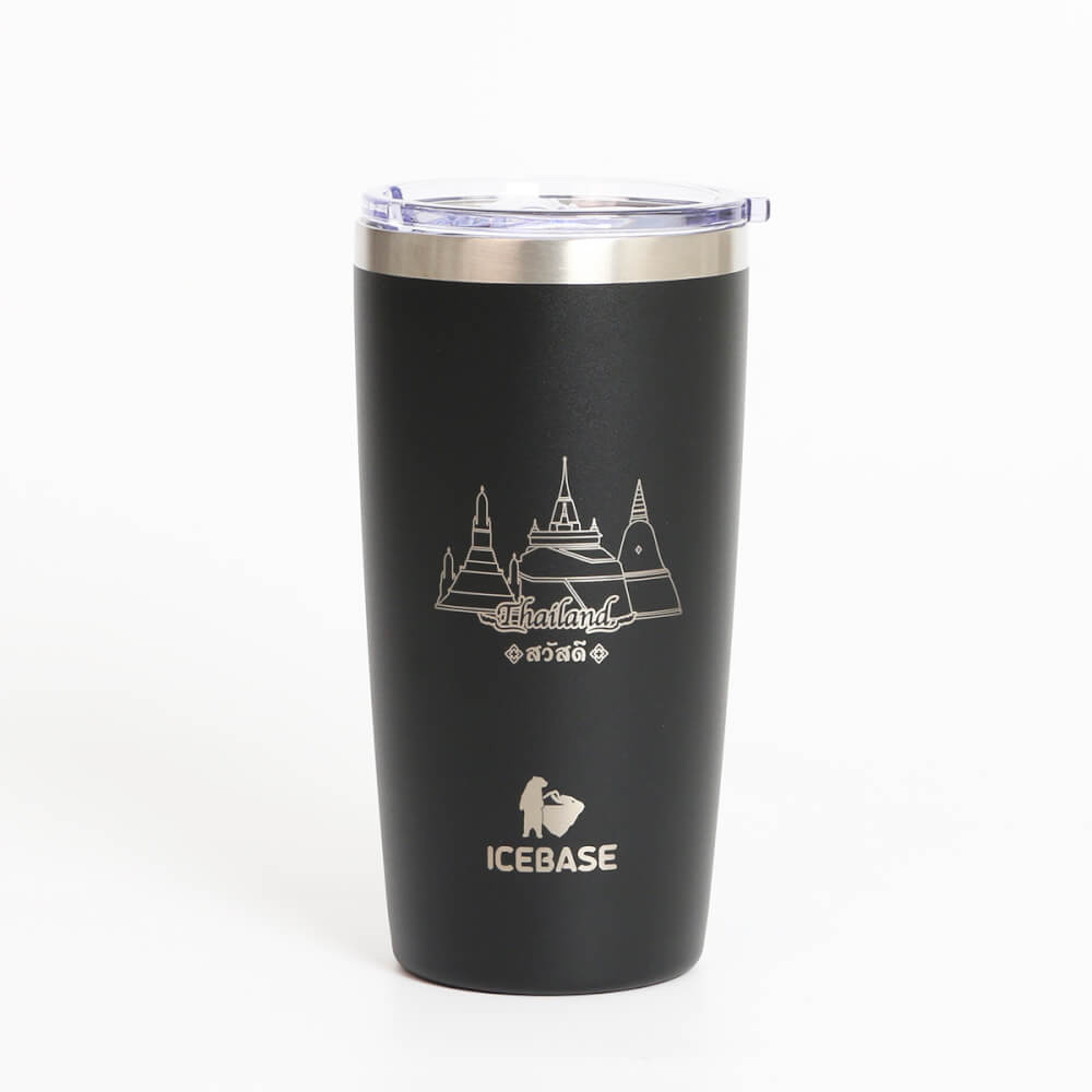 แก้วเก็บความเย็น ICEBASE รุ่น VLS-702BK (THAI CULTURE) ขนาด 600 มิลลิลิตร สีดำ