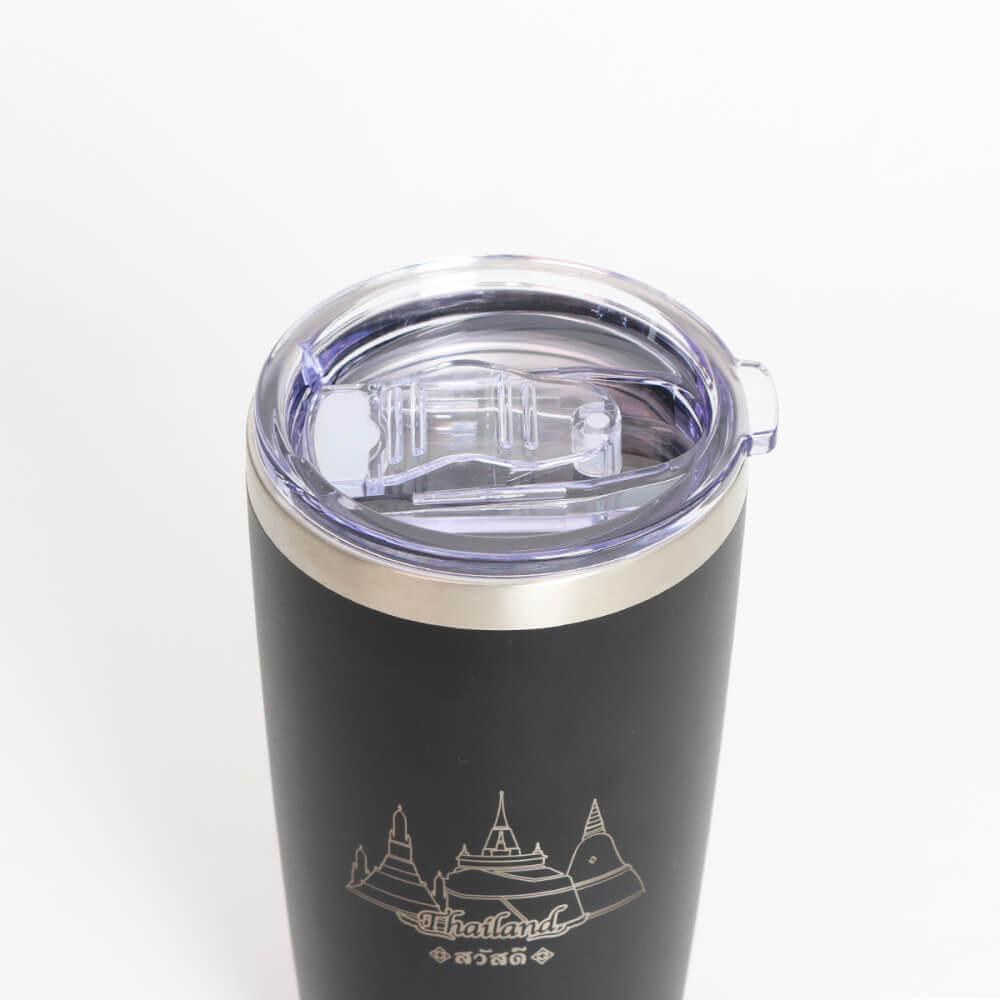 แก้วเก็บความเย็น ICEBASE รุ่น VLS-702BK (THAI CULTURE) ขนาด 600 มิลลิลิตร สีดำ