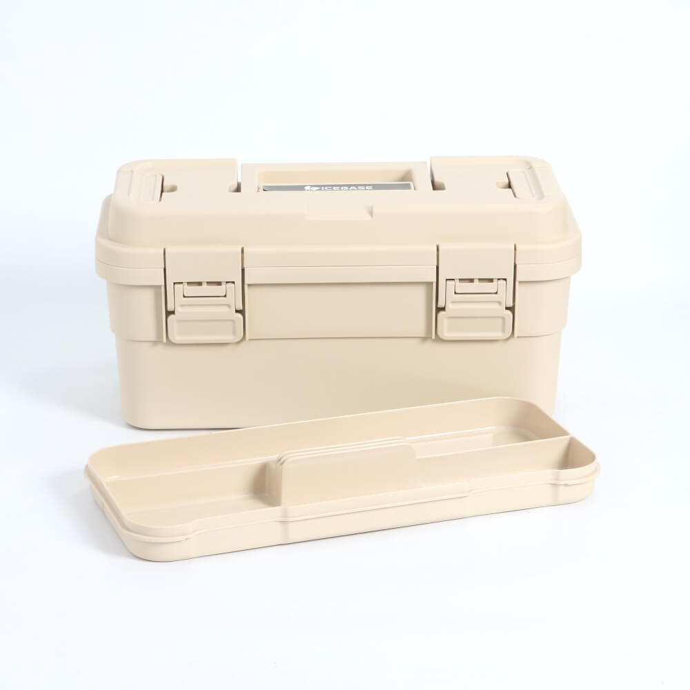 กล่องอเนกประสงค์พร้อมถาดใส่ของ ICEBASE รุ่น XC-002BE (DINO) ขนาด 6.5 ลิตร สีเบจ
