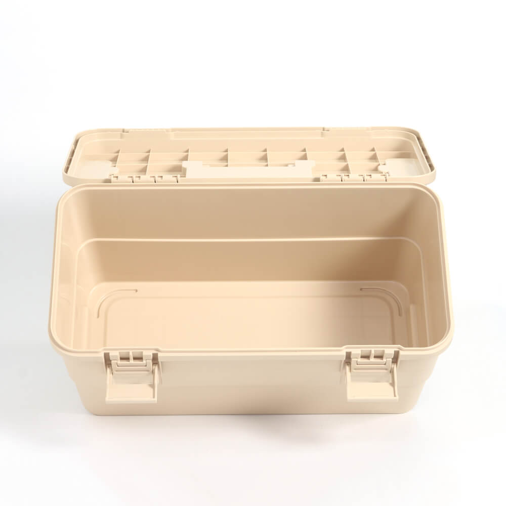 กล่องอเนกประสงค์พร้อมถาดใส่ของ ICEBASE รุ่น XC-003BE (SOLO) ขนาด 15 ลิตร สีเบจ