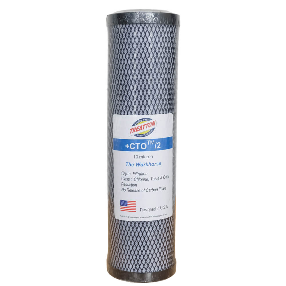 เครื่องกรองน้ำใช้ 1 ขั้นตอน TREATTON ขนาด 10 นิ้ว เกลียวทองเหลือง 1/2 นิ้ว รุ่น HSTT10-CTO (พร้อมไส้ CTO 10 นิ้ว)
