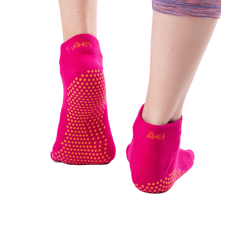 ถุงเท้ากันลื่นเปิดนิ้ว Vaken รุ่น Grip Socks ไซส์ M/L สีชมพูดอทส้ม