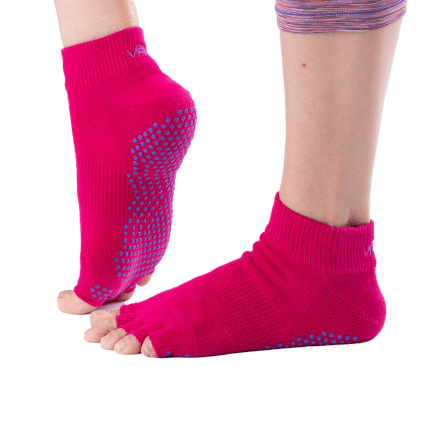 ถุงเท้ากันลื่นเปิดนิ้ว Vaken รุ่น Grip Socks ไซส์ M/L สีชมพูดอทม่วง_1