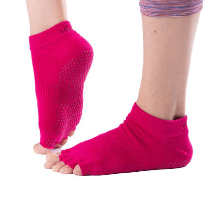 ถุงเท้ากันลื่นเปิดนิ้ว Vaken รุ่น Grip Socks ไซส์ M/L สีชมพูดอทแดง_1