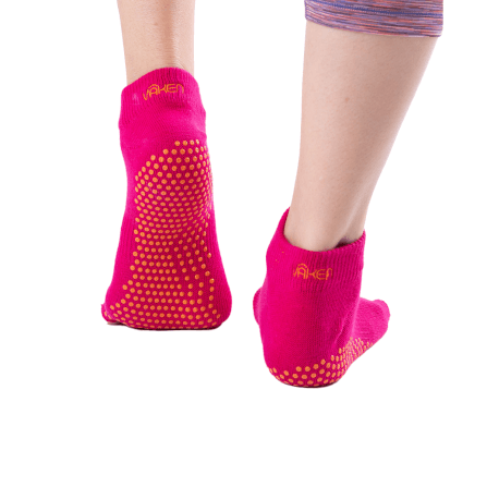 ถุงเท้ากันลื่นเปิดนิ้ว Vaken รุ่น Grip Socks ไซส์ M/L สีชมพูดอทส้ม_2