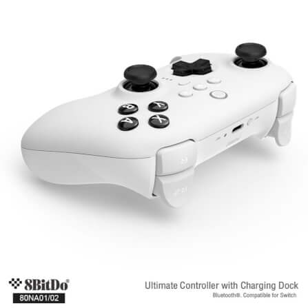 จอยเกมไร้สาย 8Bitdo 80NA Ultimate Bluetooth & 2.4g Controller with Charging Dock สีขาว_2