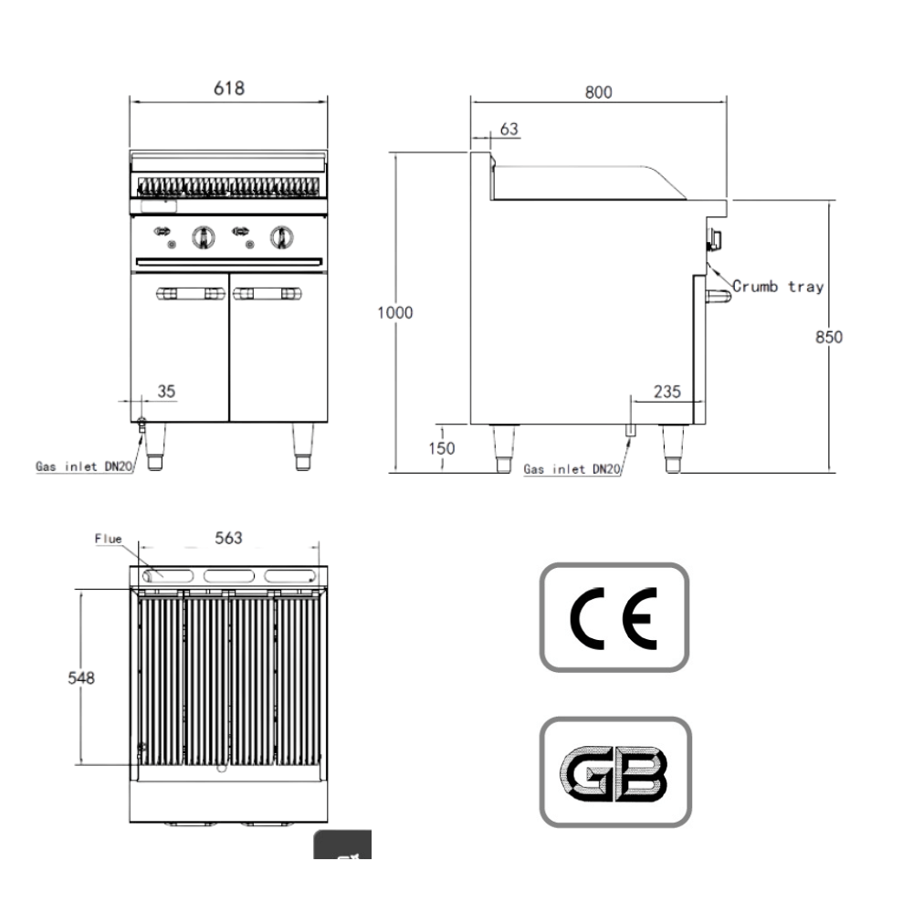 เตาแก๊ส สำหรับย่าง BRANDON รุ่น MAGH80B24L (แก๊ส)_2
