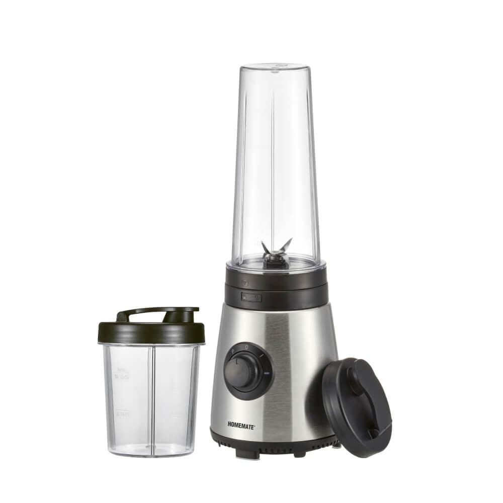 เครื่องปั่นพกพา MIX&GO DUAL SPEED HOMEMATE (HOM-295061) 0.6 ลิตร สีเงิน-ดำ_0