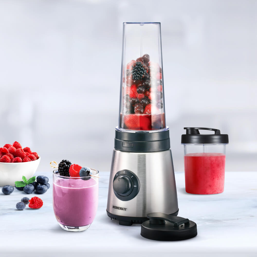 เครื่องปั่นพกพา MIX&GO DUAL SPEED HOMEMATE (HOM-295061) 0.6 ลิตร สีเงิน-ดำ_2