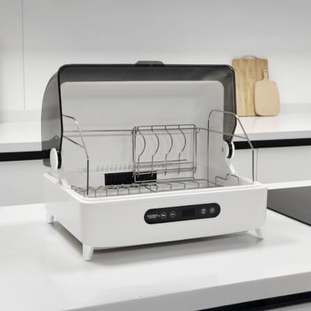 เครื่องอบจานไฟฟ้าพร้อมแสง UV HOMEMATE (HOM-272322) 32 ลิตร สีขาว-ดำ_4
