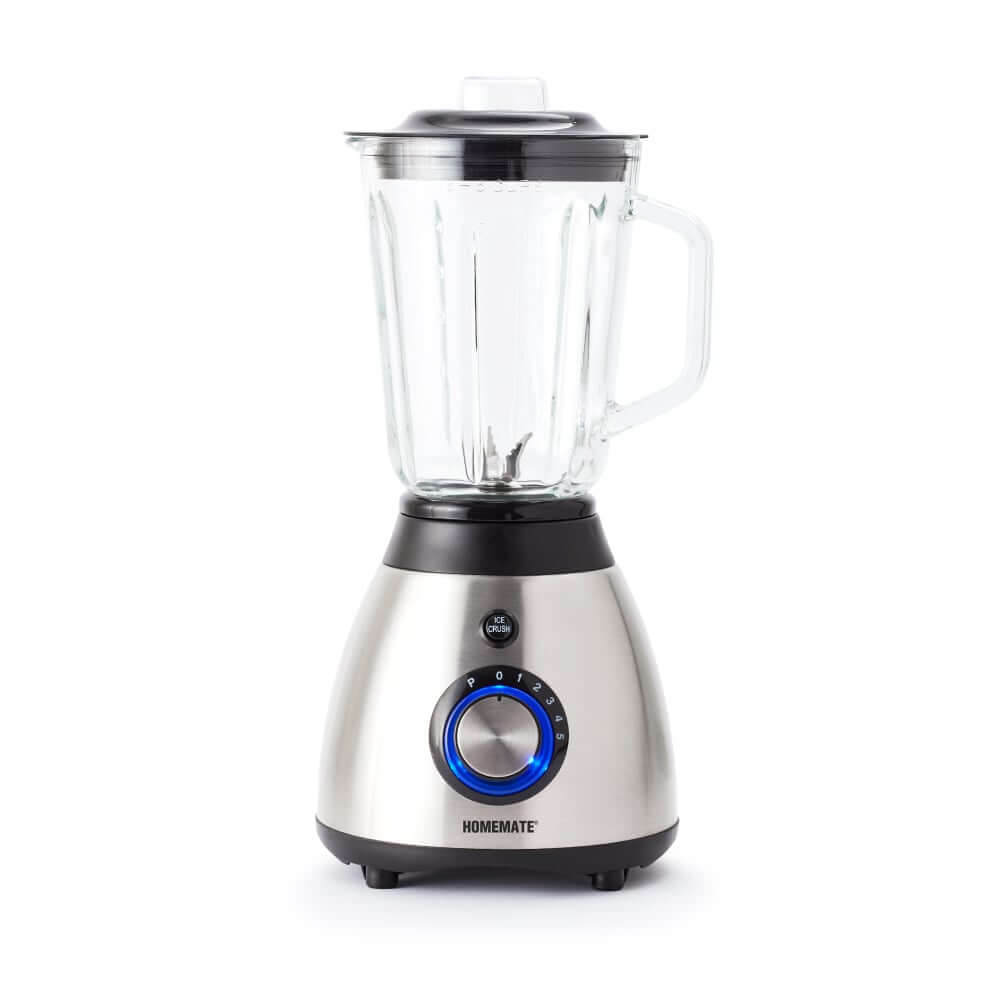 เครื่องปั่นโถแก้ว HOMEMATE (HOM-295081) ความจุ 1.5 ลิตร สีเงิน-ดำ