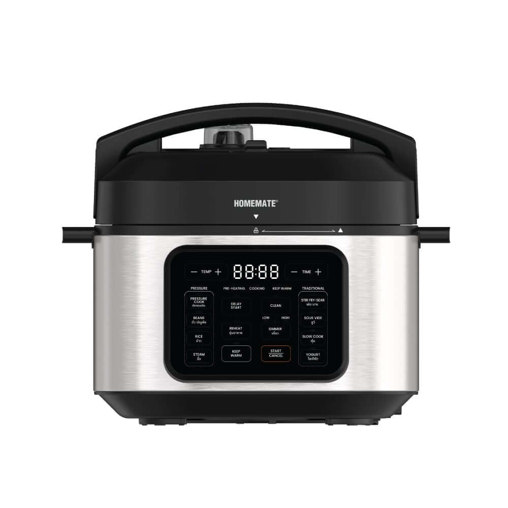 หม้ออัดแรงดันไฟฟ้า WIDE MAX SMART COOKER (PRESSURE+) HOMEMATE (HOM-126061) 6 ลิตร สีดำ-สเตนเลส_0