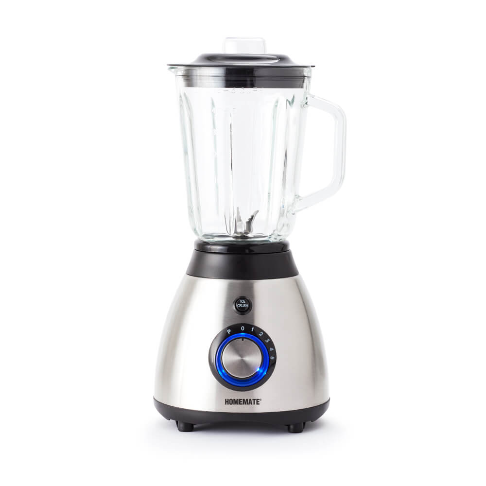 เครื่องปั่นโถแก้ว HOMEMATE (HOM-295081) ความจุ 1.5 ลิตร สีเงิน-ดำ