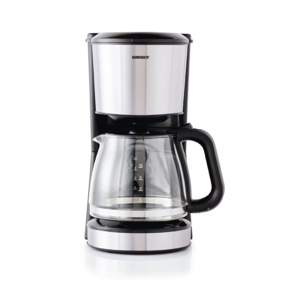 เครื่องชงกาแฟดริป 4-10 ถ้วย HOMEMATE (HOM-212081) ความจุ 1.3 ลิตร สีเงิน-ดำ