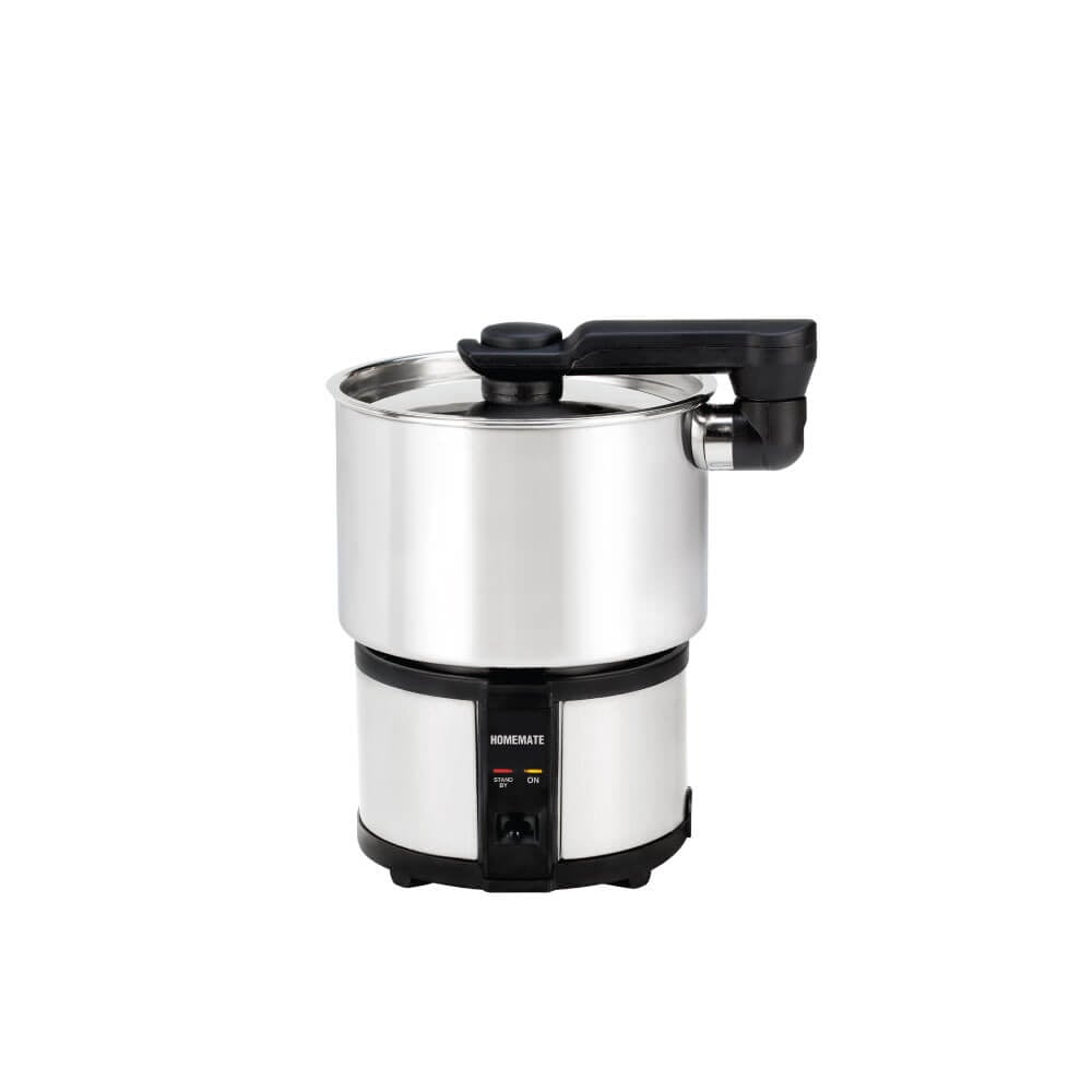 เตาไฟฟ้าพร้อมหม้อพกพา สเตนเลส 304 HOMEMATE (HOM-123501) ความจุ 1 ลิตร สีเงิน
