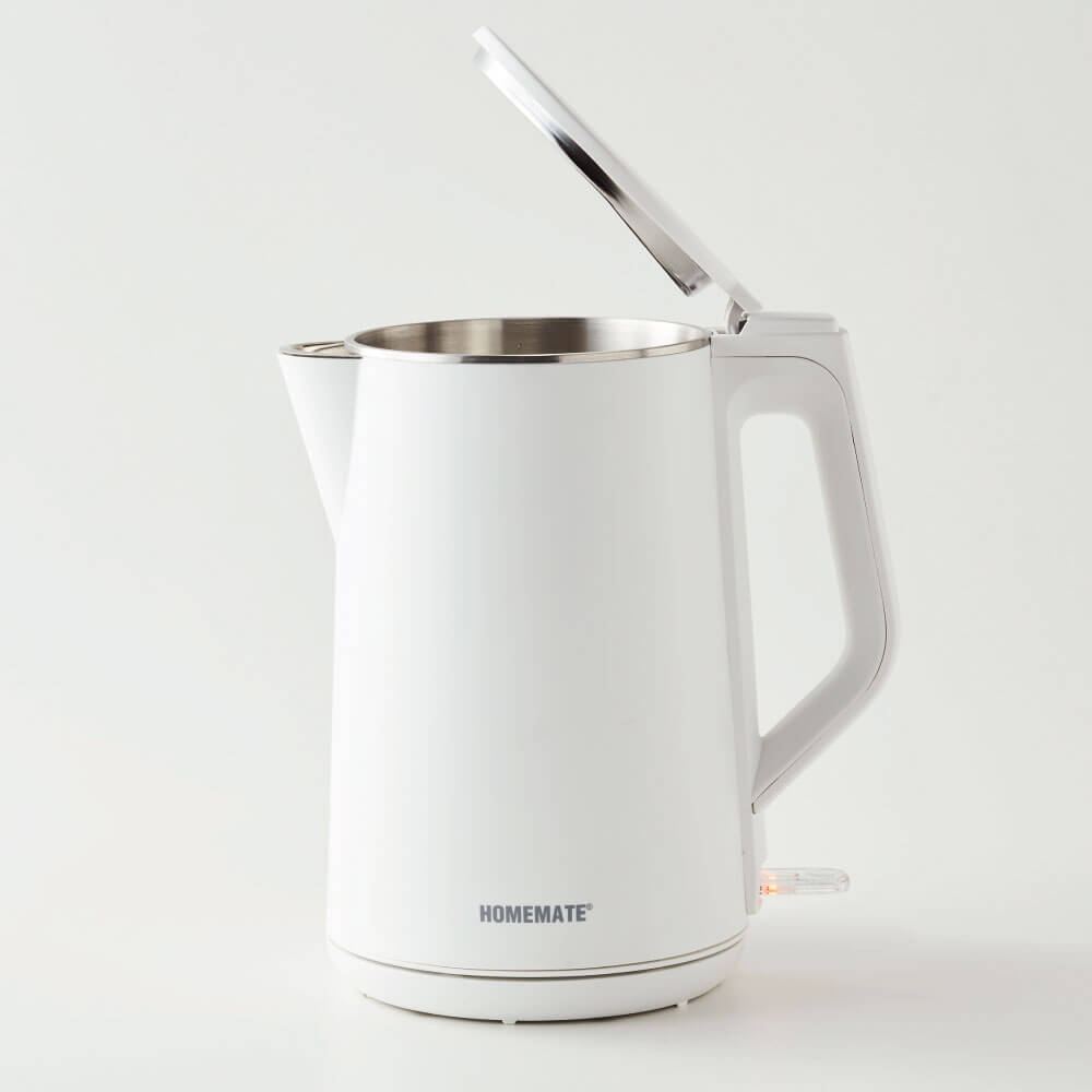 กาต้มน้ำไร้สายผนังสองชั้น HOMEMATE (HOM-264102) 1.5 ลิตร สีขาว