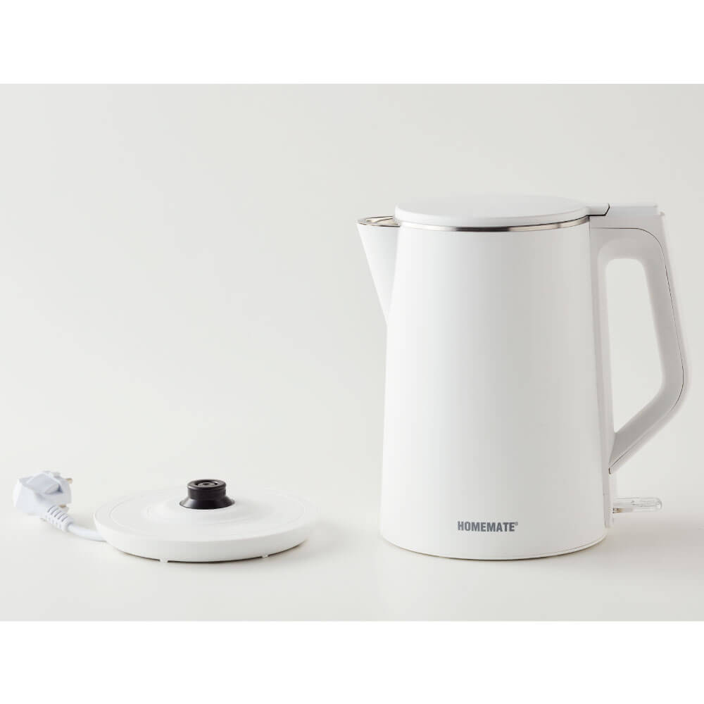 กาต้มน้ำไร้สายผนังสองชั้น HOMEMATE (HOM-264102) 1.5 ลิตร สีขาว