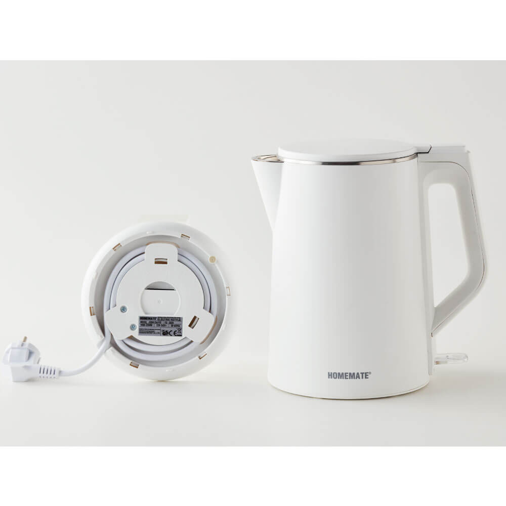 กาต้มน้ำไร้สายผนังสองชั้น HOMEMATE (HOM-264102) 1.5 ลิตร สีขาว