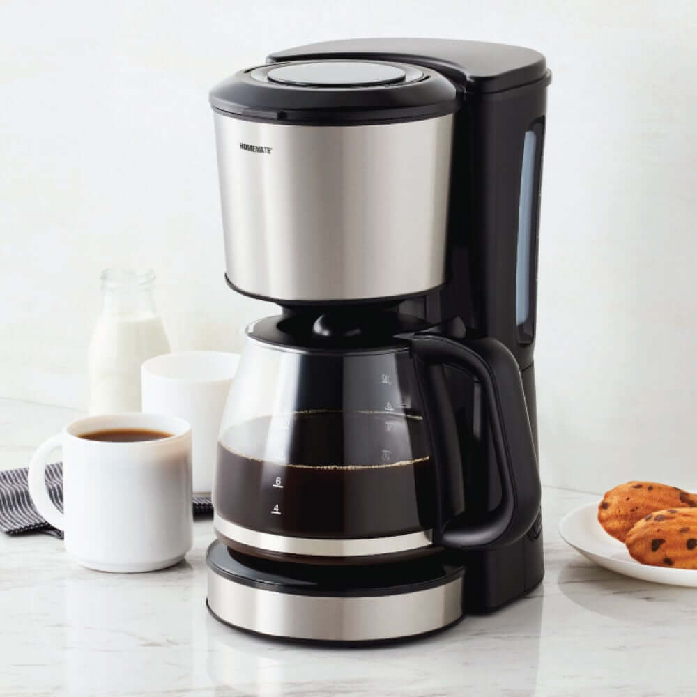 เครื่องชงกาแฟดริป 4-10 ถ้วย HOMEMATE (HOM-212081) ความจุ 1.3 ลิตร สีเงิน-ดำ