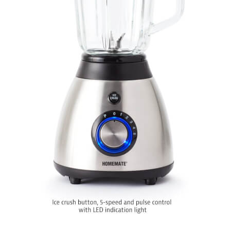 เครื่องปั่นโถแก้ว HOMEMATE (HOM-295081) ความจุ 1.5 ลิตร สีเงิน-ดำ_2
