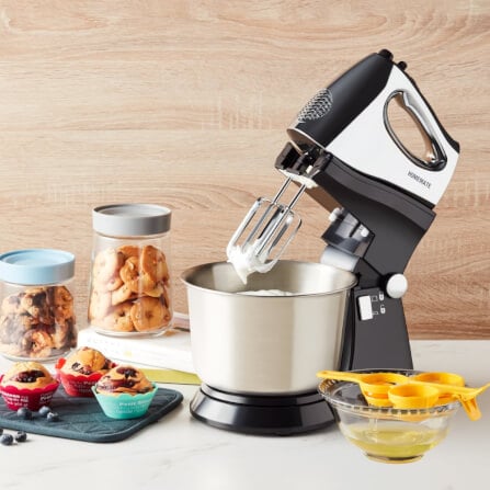 เครื่องตีไข่ พร้อมโถสเตนเลส HOMEMATE (HOM-150123) 3 ลิตร สีเงิน-ดำ_5