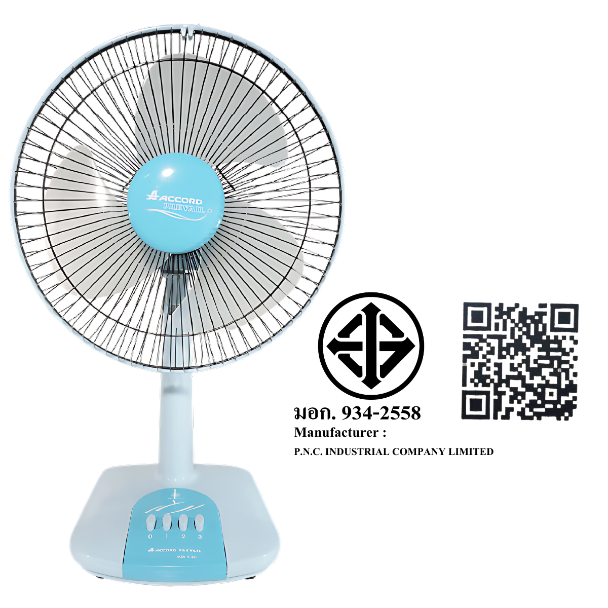 พัดลมตั้งโต๊ะ ACCORD PREVAIL 12 นิ้ว รุ่น AC-203 สีฟ้า_3