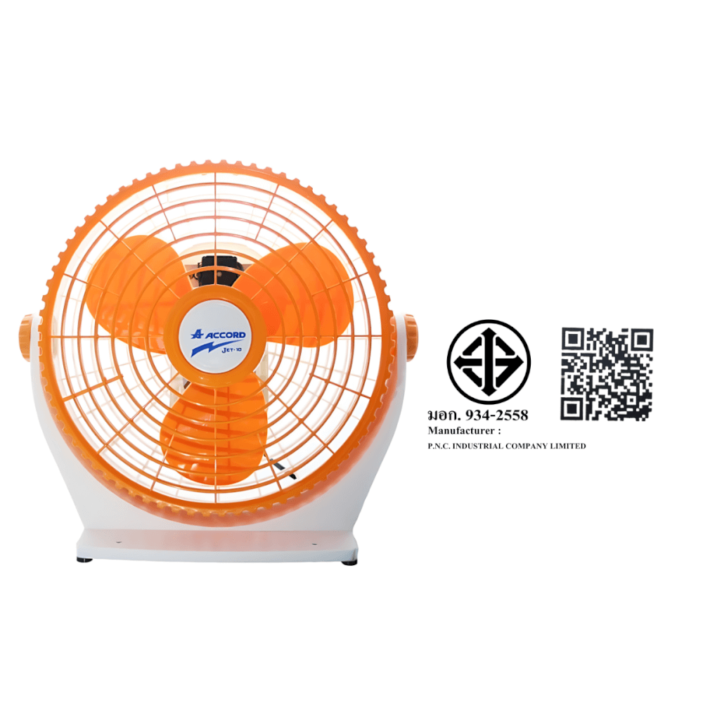 พัดลมเล็กตั้งโต๊ะ Accord Prevail  รุ่น 10" JET สีส้ม
