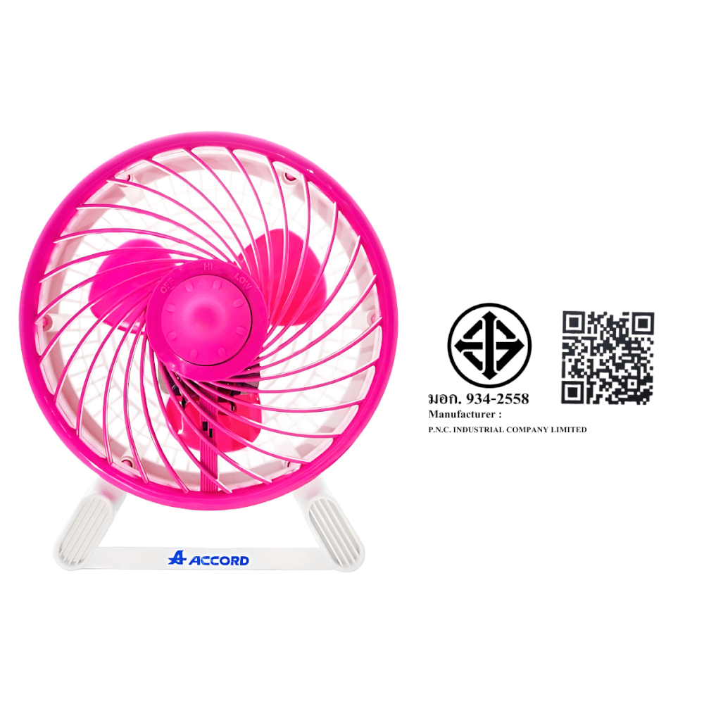 พัดลมตั้งโต๊ะ Accord Prevail รุ่น DT-78 TURBO สีชมพู_4