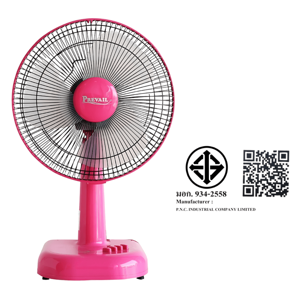 พัดลมตั้งโต๊ะ Accord Prevail 12 นิ้ว รุ่น PV-201 สีชมพู