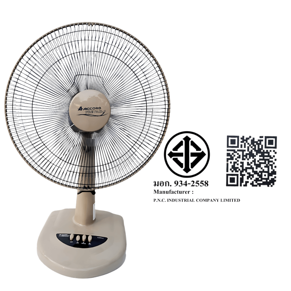 พัดลมตั้งโต๊ะ Accord Prevail 16 นิ้ว รุ่น 16 EURO สีเทา
