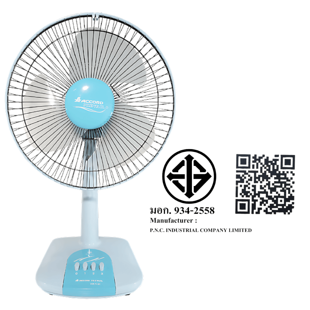 พัดลมตั้งโต๊ะ ACCORD PREVAIL 12 นิ้ว รุ่น AC-203 สีฟ้า_4