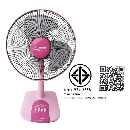 พัดลมตั้งโต๊ะ ACCORD PREVAIL 12 นิ้ว รุ่น AC-201 สีชมพู_2