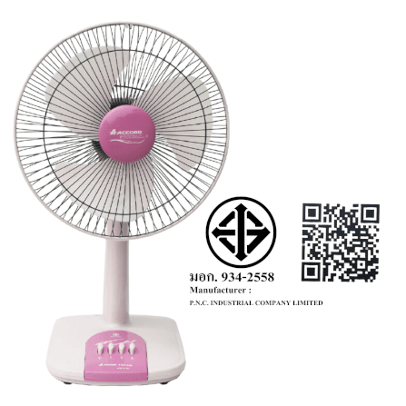 พัดลมตั้งโต๊ะ ACCORD PREVAIL 12 นิ้ว รุ่น AC-203 สีชมพู_2