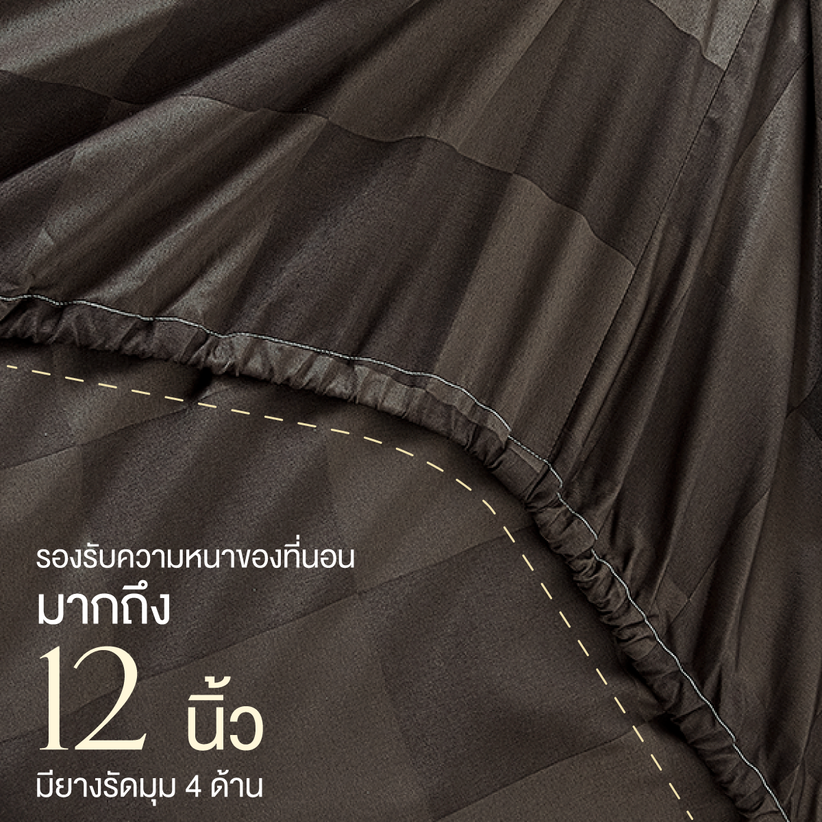 ชุดผ้าปูที่นอน 3.5 ฟุต 3 ชิ้น ibed ลายตาราง Dark Chocolate_4