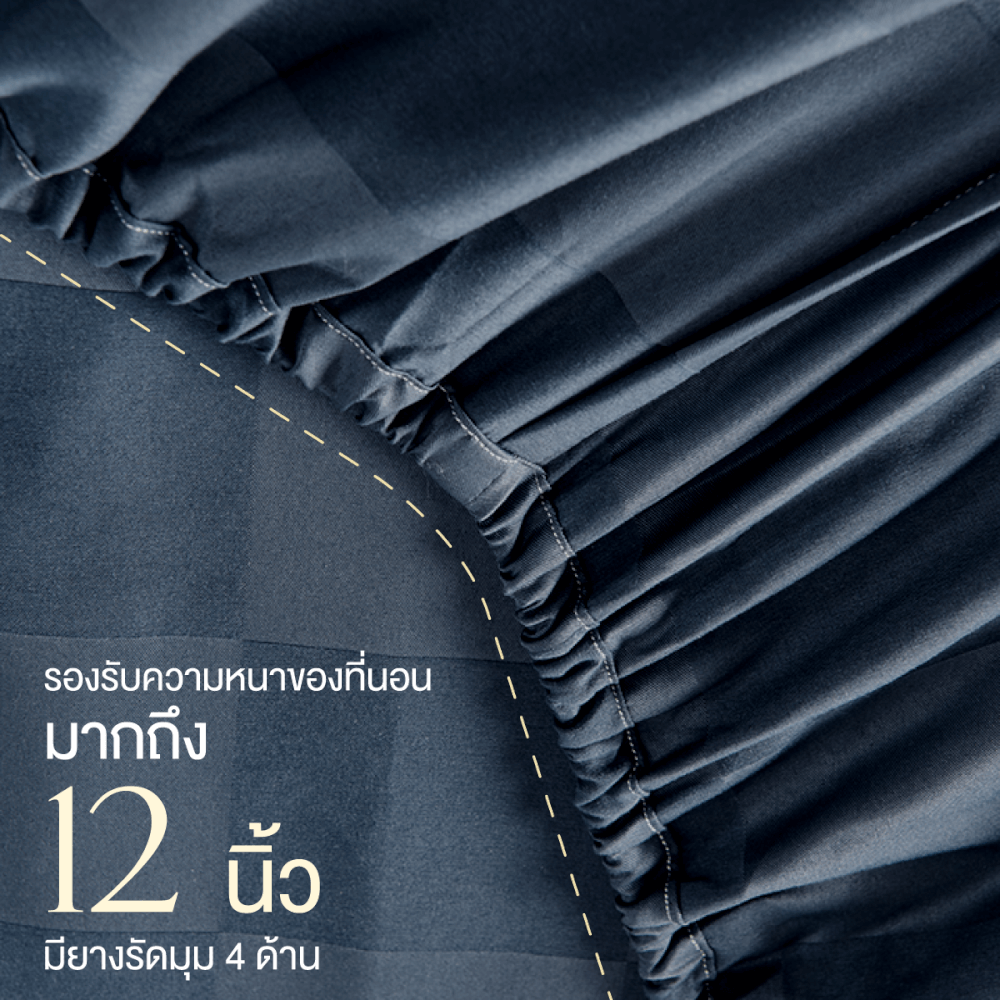 ชุดผ้าปูที่นอน 5 ฟุต 6 ชิ้น ibed ลายตาราง Mallard Blue พร้อมผ้านวมเย็บติด