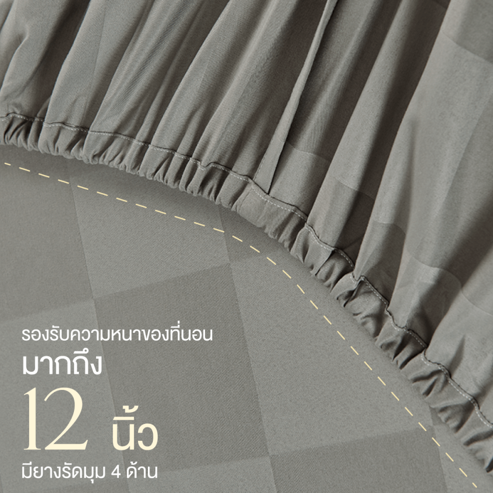 ชุดผ้าปูที่นอน 5 ฟุต 5 ชิ้น ibed ลายตาราง Mosstone