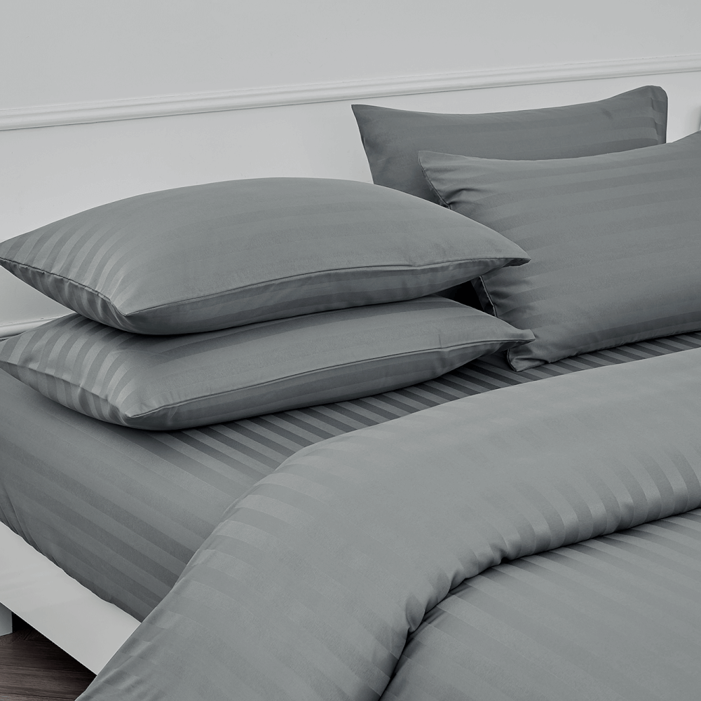 ชุดผ้าปูที่นอน 3.5 ฟุต 3 ชิ้น ibed ลายริ้ว Midnight Gray