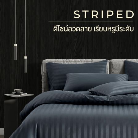 ชุดผ้าปูที่นอน 5 ฟุต 5 ชิ้น ibed ลายริ้ว Imperial Blue_1