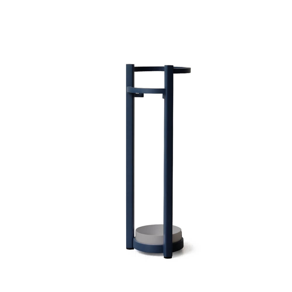 ที่จัดเก็บร่มวางร่มได้จำนวน 5 คันดีไซน์สวยไม้บีชจริง Pana Objects รุ่น Steve: Umbrella Stand ทำสีน้ำเงินนาวี ถาดรองน้ำสีเทา size 15x18x52 ซม